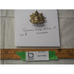 Queens Own Rifles of Canada badge WWII