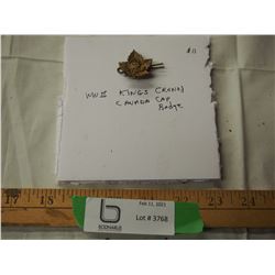 WWII Kings Crown Canada cap badge