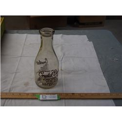 Crystal dairy glass milk bottle (small chip on top)