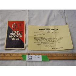 1930's Red Indian envelope with bill