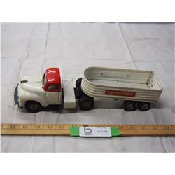 Transport truck and trailer tin toy made in Japan