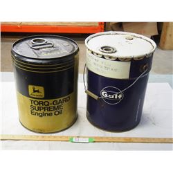 5 gal Gulf + 5 gal John Deere oil pails