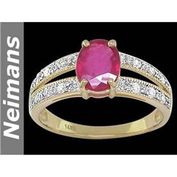 USGL Certified 3.50 ct Ruby & VS Diamond Ring 14kt Gold