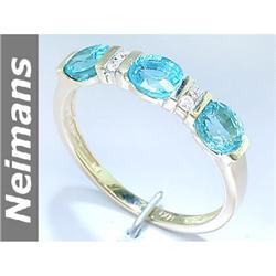 Vintage 4.75 ct Gem Aquamarine & Diamond Ring 14kt Gold