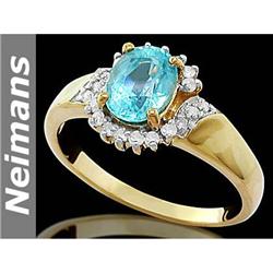 Vintage 3.75 ct Gem Aquamarine & Diamond Ring 14kt Gold