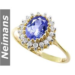 Vintage 1.25 ct Sapphire & Diamond Ring 14kt Gold CERT