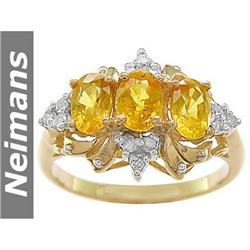 Vintage 2.00 ct Yellow Sapphire & Diamond Ring 14K Gold