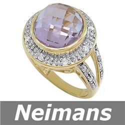 Vintage 9.75 ct Pink Amethyst & Diamond Ring 14kt USGL