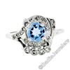 Image 1 : Art Deco 14kt White Gold 1.45 ctw Round Aquamarine and Diamond Cocktail Ring