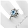 Image 4 : Art Deco 14kt White Gold 1.45 ctw Round Aquamarine and Diamond Cocktail Ring