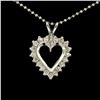 Image 2 : 14k White Gold 0.40 ctw Round Brilliant Diamond Open Heart Pendant 16" Bead Chai