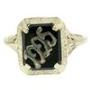 Image 4 : 1925 14k White Gold Prong Set Black Onyx Filigree Dinner Ring