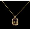 Image 1 : 3.71 ctw Ametrine and Diamond Pendant With Chain