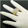 Image 4 : NEW Mens 14K Two Tone Gold Nugget Texture .60 ctw Oval Round Diamond Cluster Rin