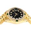 Image 3 : Rolex Ladies 18K Yellow Gold Black Diamond And Emerald President With Rolex Box