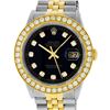 Image 1 : Rolex Mens 2 Tone 18K Black Diamond Oyster Perpetual Datejust Wristwatch 36MM