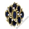 Image 1 : 18kt Yellow Gold 7.37 ctw Marquise Sapphire & Diamond Tiered Cocktail Ring