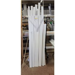 APPROX 60 ASSORTED WHITE WOOD MOLDINGS