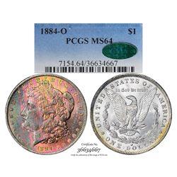 1884-O $1 Morgan Silver Dollar Coin PCGS MS64 CAC Amazing Toning