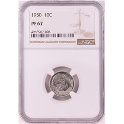 1950 Proof Roosevelt Dime Coin NGC PF67