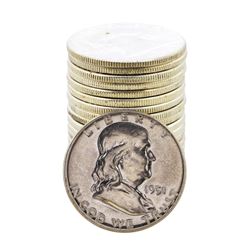Roll of (20) Brilliant Uncirculated 1951 Franklin Half Dollar Coins