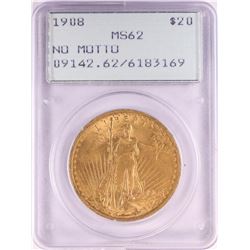 1908 $20 St. Gaudens Double Eagle Gold Coin PCGS MS62 Old Green Rattler