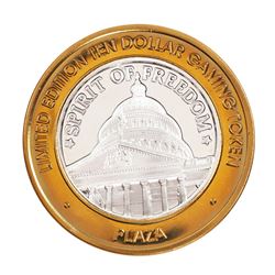 .999 Silver Plaza Hotel & Casino Nevada $10 Gaming Token Limited Edition