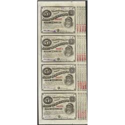 Uncut Sheet of (4) State of Louisiana Baby Bond Obsolete Notes
