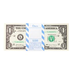Pack of (100) Consecutive 2017 $1 Federal Reserve STAR Notes San Francisco