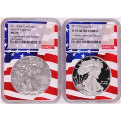 Lot of 2019-W $1 Burnished/Proof American Silver Eagle Coins NGC MS70/PF70 Ultra Cameo