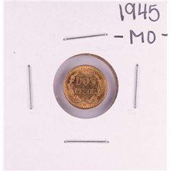 1945 Mexico Dos Pesos Gold Coin