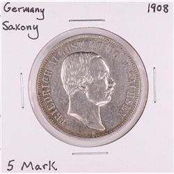 1908 Germany Saxony 5 Mark Silver Coin