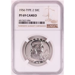 1956 Type 2 Proof Franklin Half Dollar Coin NGC PF69 Cameo