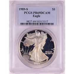 1989-S $1 Proof American Silver Eagle Coin PCGS PR69DCAM