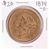 Image 1 : 1874-S $20 Liberty Head Double Eagle Gold Coin