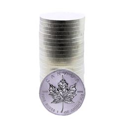 Roll of (25) Brilliant Uncirculated 2013 $5 Canada $5 Maple Leaf 1 oz. Silver Coins