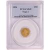 Image 1 : 1854 Type 2 $1 Indian Princess Head Gold Dollar Coin PCGS XF45