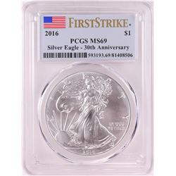 2016 $1 American Silver Eagle Coin PCGS MS69 First Strike