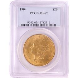 1904 $20 Liberty Head Double Eagle Gold Coin PCGS MS62