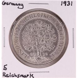 1931 Germany 5 Reichsmark Silver Coin