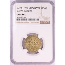 AH451-492 Ghaznavid Dinar A-1637 Ibrahim Gold Coin NGC Genuine