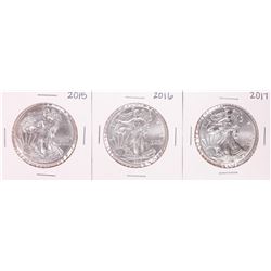 Lot of 2015-2017 $1 American Silver Eagle Coins