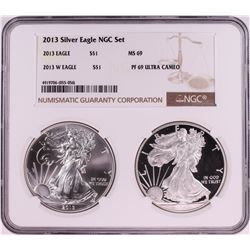 2013 $1 American Silver Eagle Coin Set NGC MS69/PF69 Ultra Cameo
