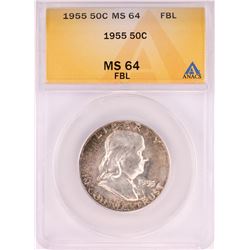 1955 Franklin Half Dollar Coin ANACS MS64FBL