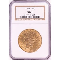 1904 $20 Liberty Head Double Eagle Gold Coin NGC MS61