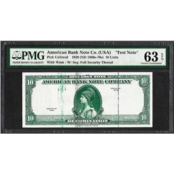 1929 10 Unit American Bank Note Co. "Test Note" PMG Choice Uncirculated 63EPQ
