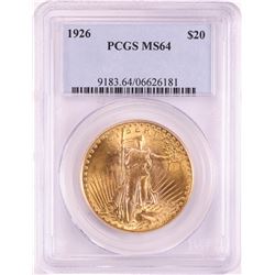 1926 $20 St. Gaudens Double Eagle Gold Coin PCGS MS64