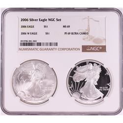 2006 $1 American Silver Eagle Coin Set NGC MS69/PF69 Ultra Cameo