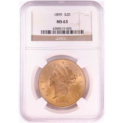 1899 $20 Liberty Head Double Eagle Gold Coin NGC MS63