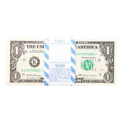 Pack of (100) Consecutive 2017 $1 Federal Reserve STAR Notes Dallas